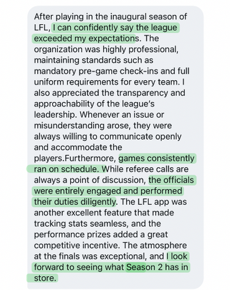 “I can confidently say the league exceeded my expectations.” Games ran on schedule, officials were engaged, and the finals atmosphere was exceptional.